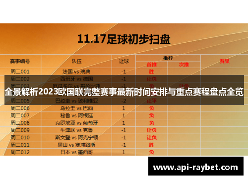 全景解析2023欧国联完整赛事最新时间安排与重点赛程盘点全览